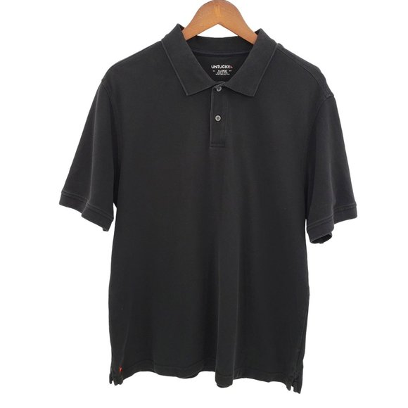 UNTUCKit Other - UNTUCKIT Mens Pique Polo Sz XL Pima Cotton Black Golf Shirt Casual Short Sleeve